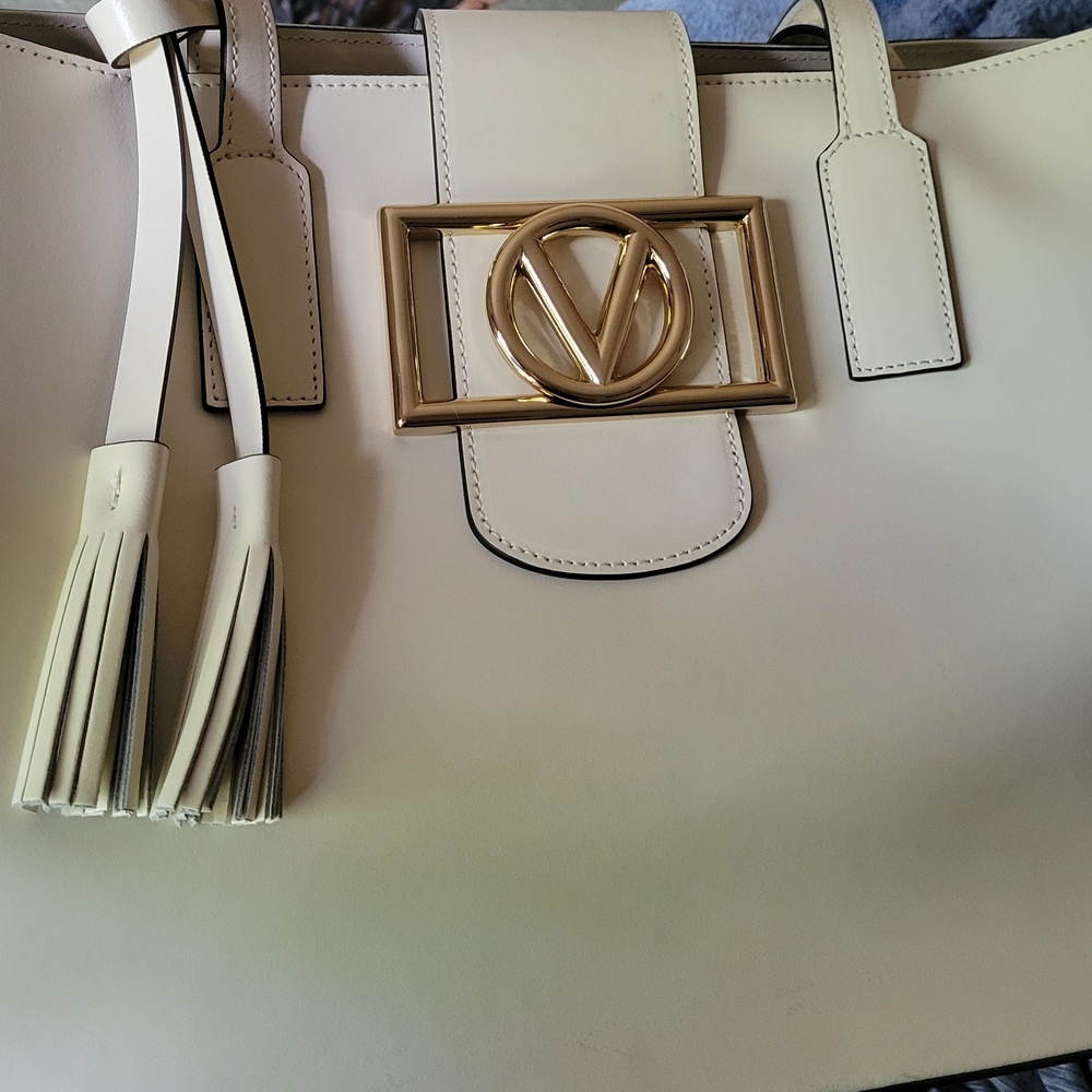 Valentino Garavani Cream Tote with Gold Accent